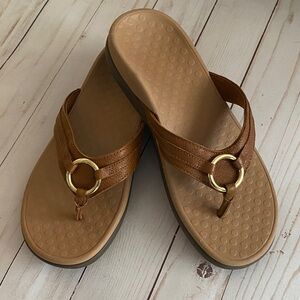 Vionic Brown Sandals with Gold Accents
